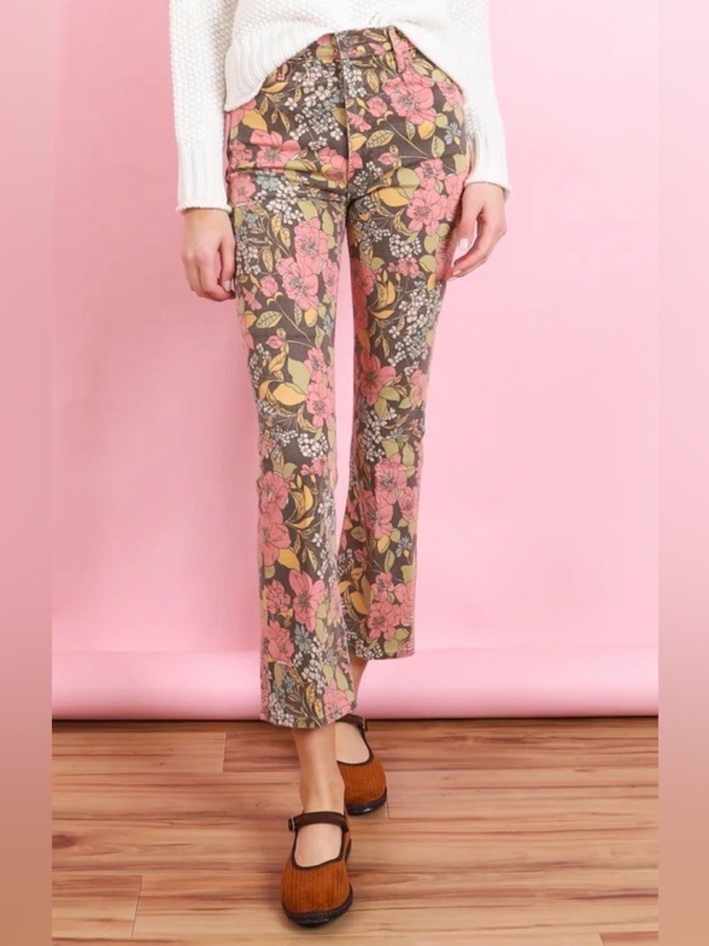 MOTHER the hustler ankle jeans cats and dogs —bountiful floral jeans - Picture 2 of 14